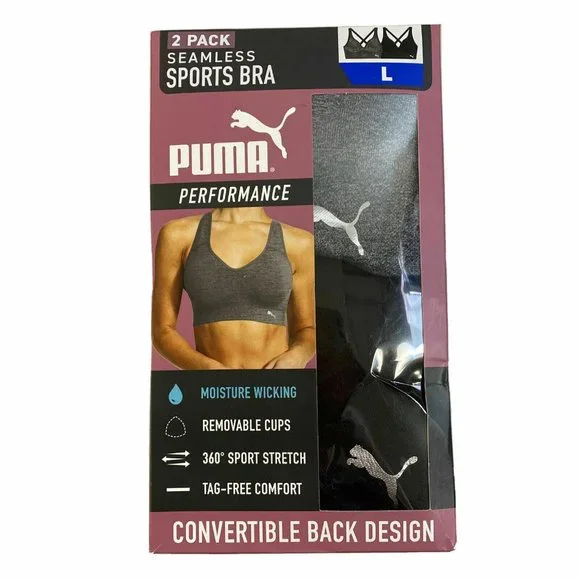 PUMA Performance 2 PACK Seamless Sports Bra NIB - Picture 6 of 6
